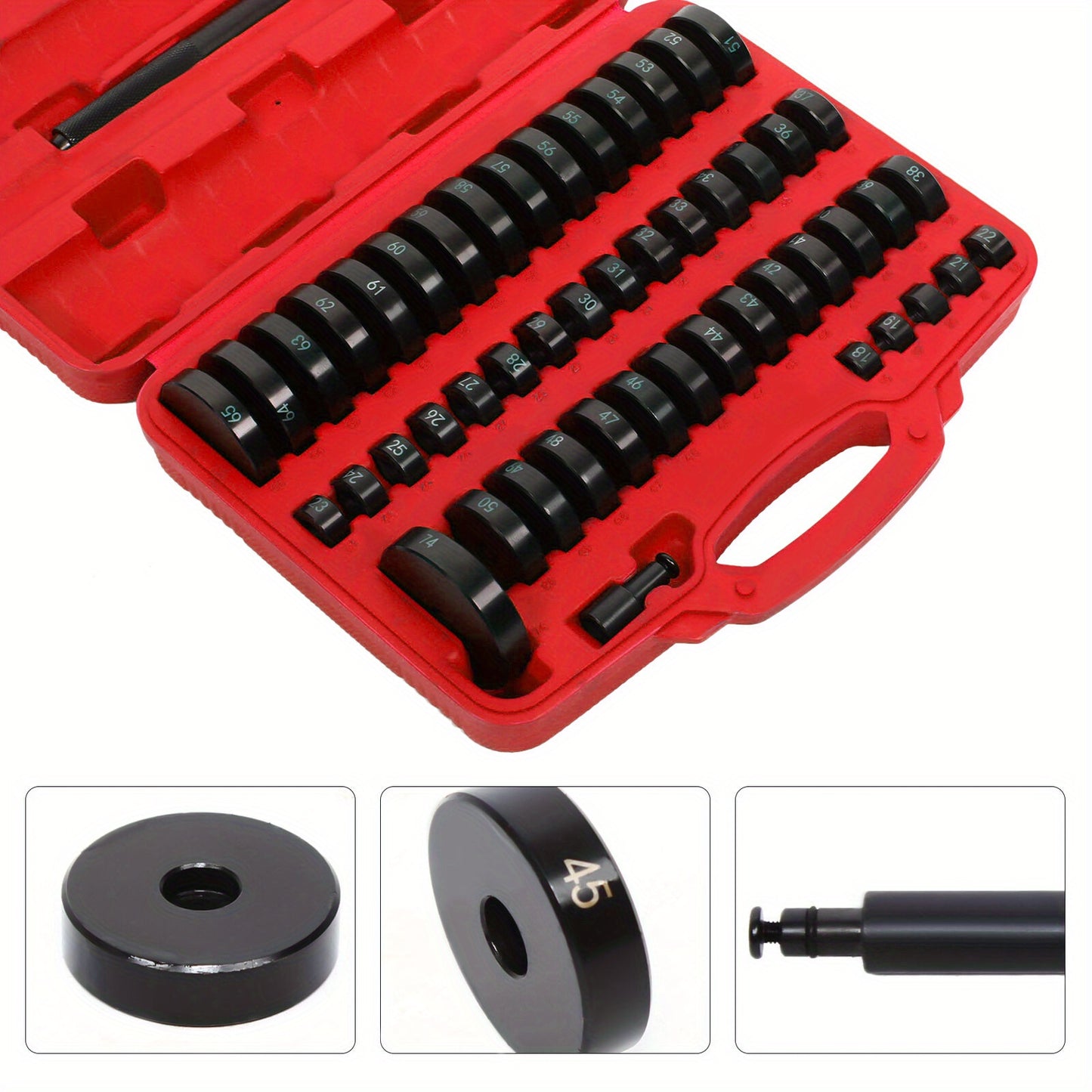 Montageplaatset Lagerpers – Drukplaten Set – Businstallatie Gereedschap – Pershulpmiddelen – Lagers Installeren – Duurzaam Koolstofstaal – Inclusief Slagpen en Adapter – Robuust & Precisie
