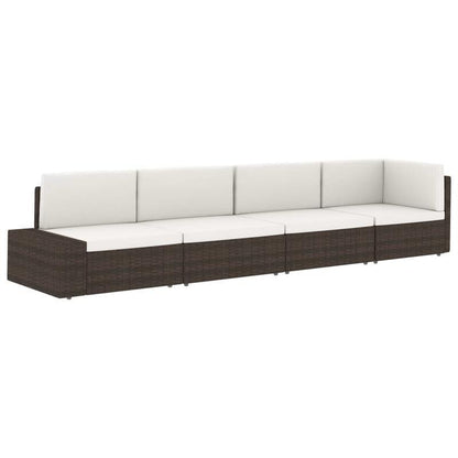 Loungebank Buiten – Loungeset Tuinbank – Buitenbank Modulaire Sofa – Allweather Bank Grijs – Weerbestendig Gevlochten Kunststof – Comfortabele Kussens Afneembaar