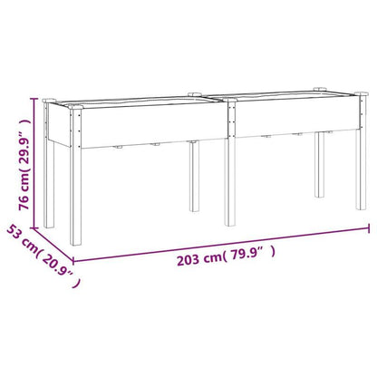 Tuinbak – Plantenbak – Bloembak – Bloembakje – Plantenvat – Houten Verhoogde Plantenbak – Massief Grenenhout – 203x53x76 cm – Weerbestendig Grijze Voering