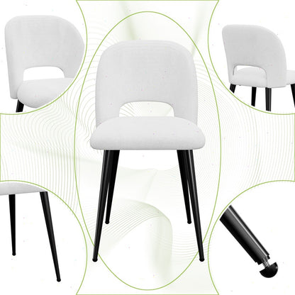 Eetkamerstoel – Stoel – Designstoel – Bureaustoel – Witte Stoel – Scandinavisch Design – Fluwelen Rugleuning – 48x45x85 cm