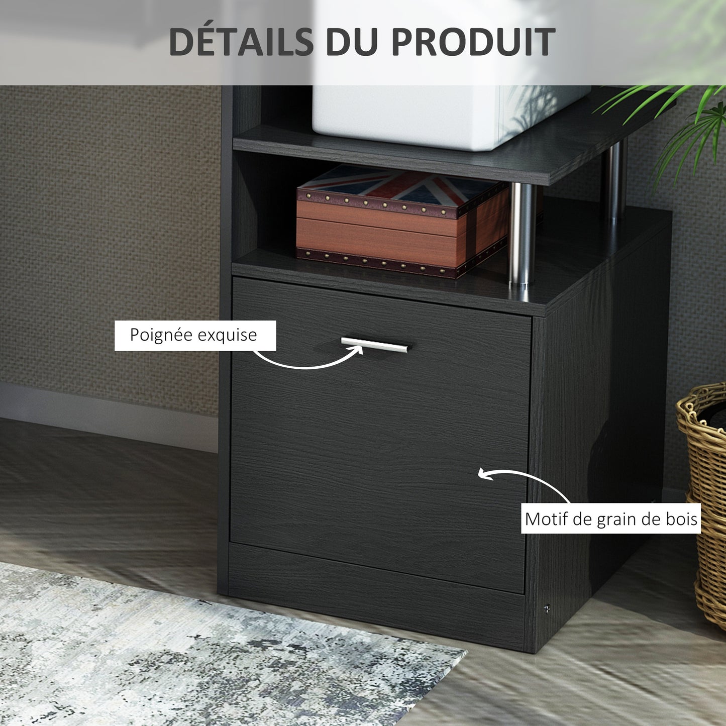 Computerbureau – Werkplek – Bureaustoel – Study Desk – Thuiswerkkantoor – Compact 152x60x88 cm – Stevig MDF en Metaal