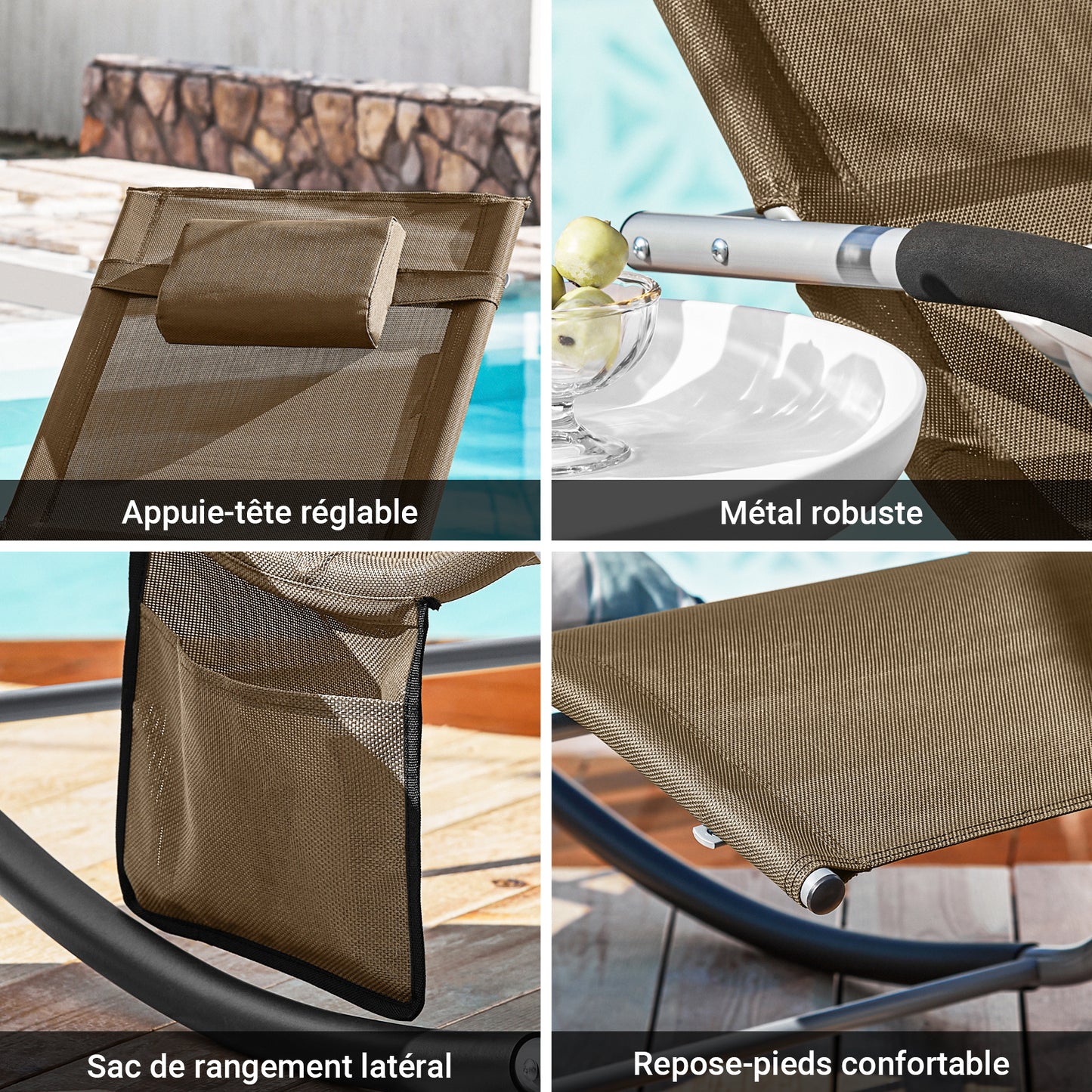 Verstelbare Loungestoelen – Buitenstoelen – Tuinstoelen – Campingstoelen – Strandstoelen – Duurzaam Metalen Frame – Stevige Canvas Zitting