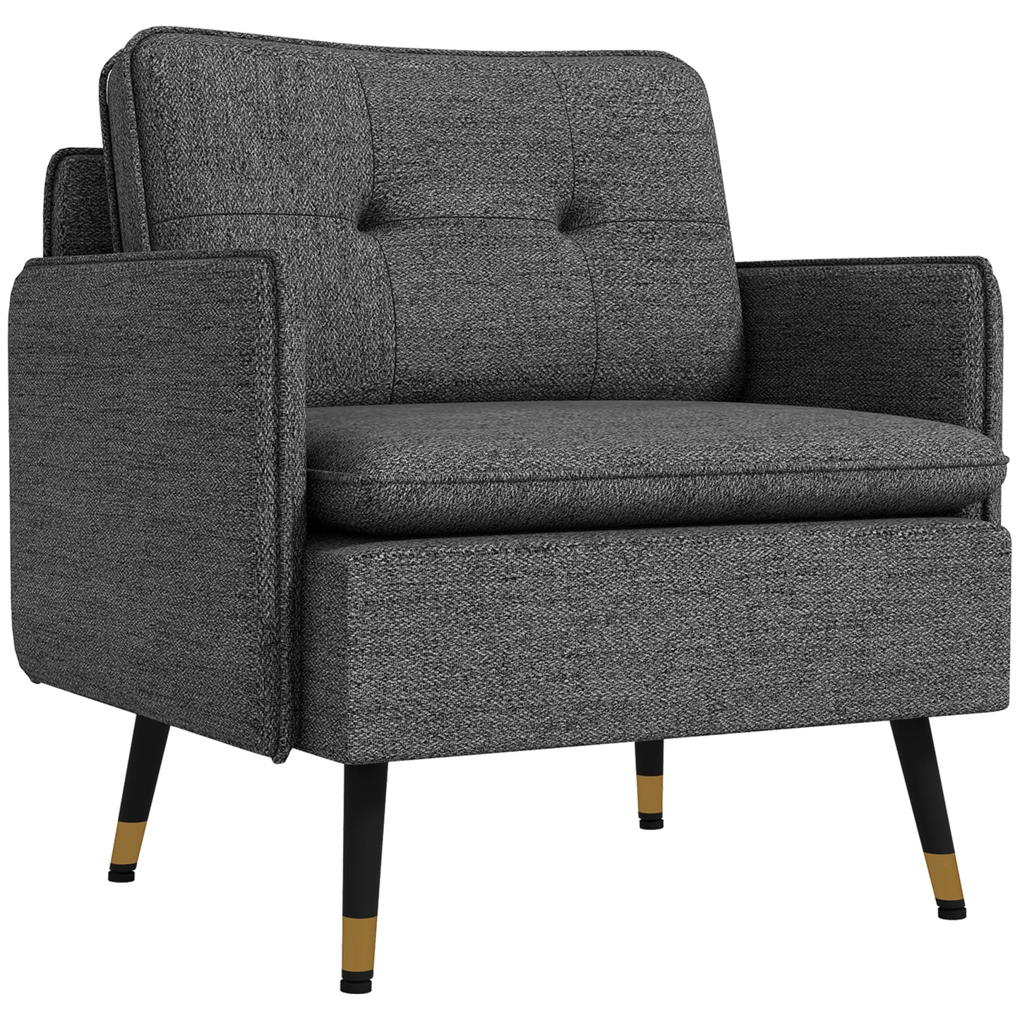 Fauteuil – Relaxstoel – Loungestoel – Zetel – Designstoel – Scandinavisch Design – Gestoffeerde Rugleuning – Metalen Poten Met Gouden Details
