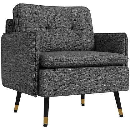 Fauteuil – Relaxstoel – Loungestoel – Zetel – Designstoel – Scandinavisch Design – Gestoffeerde Rugleuning – Metalen Poten Met Gouden Details