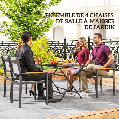 Tuinstoelen – Tuinmeubilair – Balkonstoelen – Terrasstoelen – Buitenstoelen – Aluminium Frame – Houten Look Armleuningen