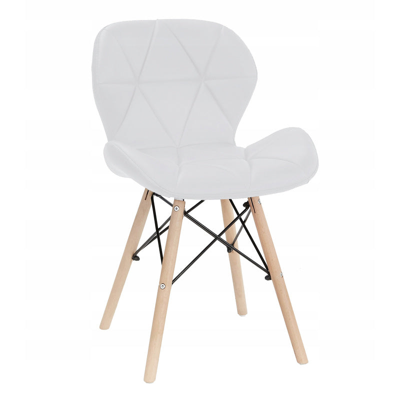 Leren Stoel – Eetkamerstoel – Bureau Stoel – Woonkamer Stoel – Design Stoel – Eco-leer Zitting – Beukenhouten Poten – 48x44x73 cm – Draagkracht 120 kg