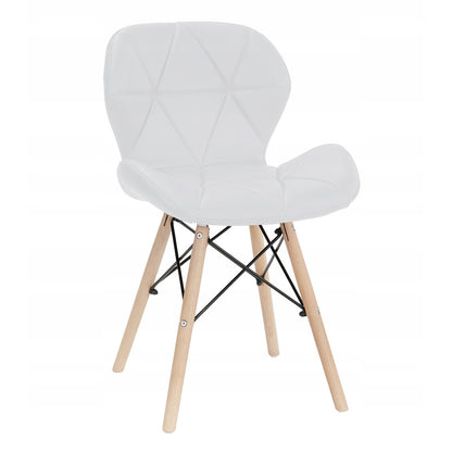 Leren Stoel – Eetkamerstoel – Bureau Stoel – Woonkamer Stoel – Design Stoel – Eco-leer Zitting – Beukenhouten Poten – 48x44x73 cm – Draagkracht 120 kg