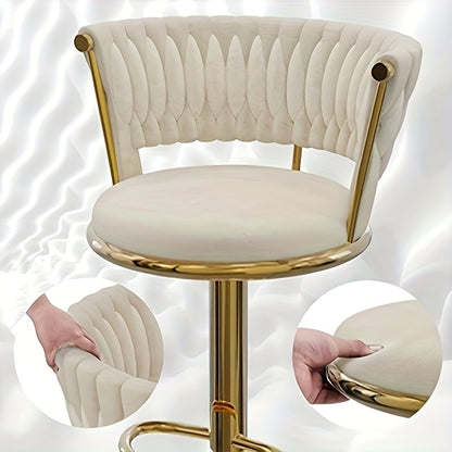 Barstoel – Barkruk – Barstoel Kruk – Keukenstoel – Barkrukken Set Van 2 – Verstelbare Zithoogte 80-100 cm – 360° Draaibaar Met Hoge Rugleuning – Fluweelstof – Comfortabel & Stijlvol