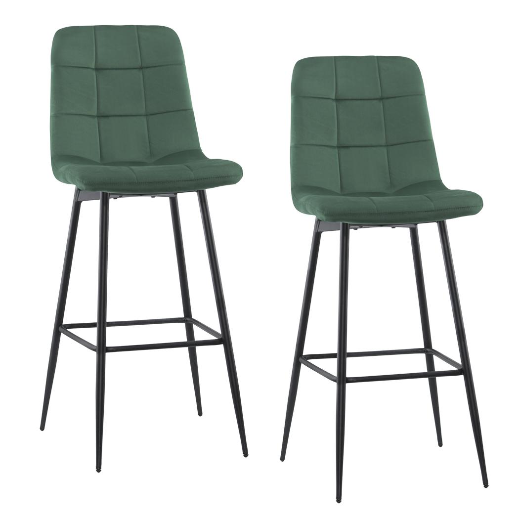 Velvet Fauteuils – Fluwelen Stoelen – Lounge Stoelen – Zacht Zitmeubilair – Gezellige Fauteuils – Set Van 2 – Groen – Houten Frame – Rugleuning Met Voetensteun