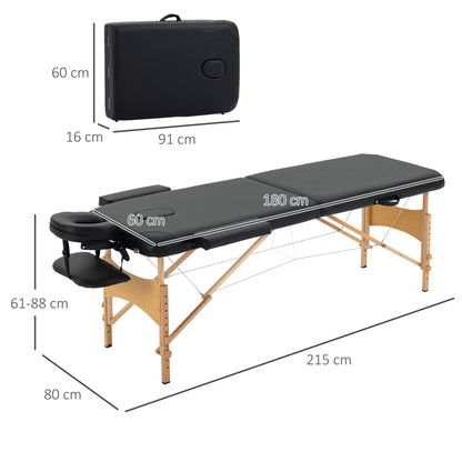 Cosmetische Tafel – Massagetafel – Therapiebed – Schoonheidstafel – Vouwbare Tafel – 2 Zones – Houten Frame – Instelbare Hoogte