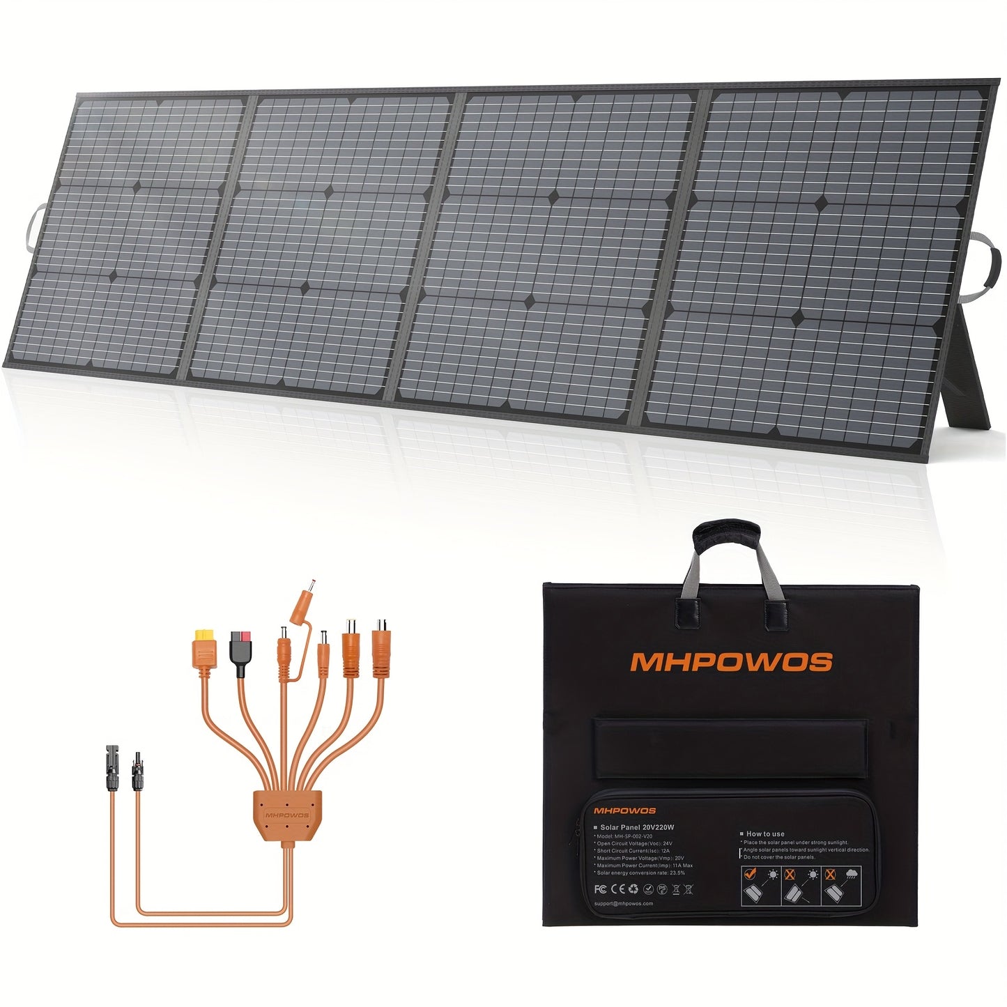 Zonnepaneel – Solar Panel – Opvouwbaar Paneel – Draagbaar Zonnepaneel – Camping Zonnepaneel – 220W 20V – Hoog Rendement 23,5% – Overlading Bescherming