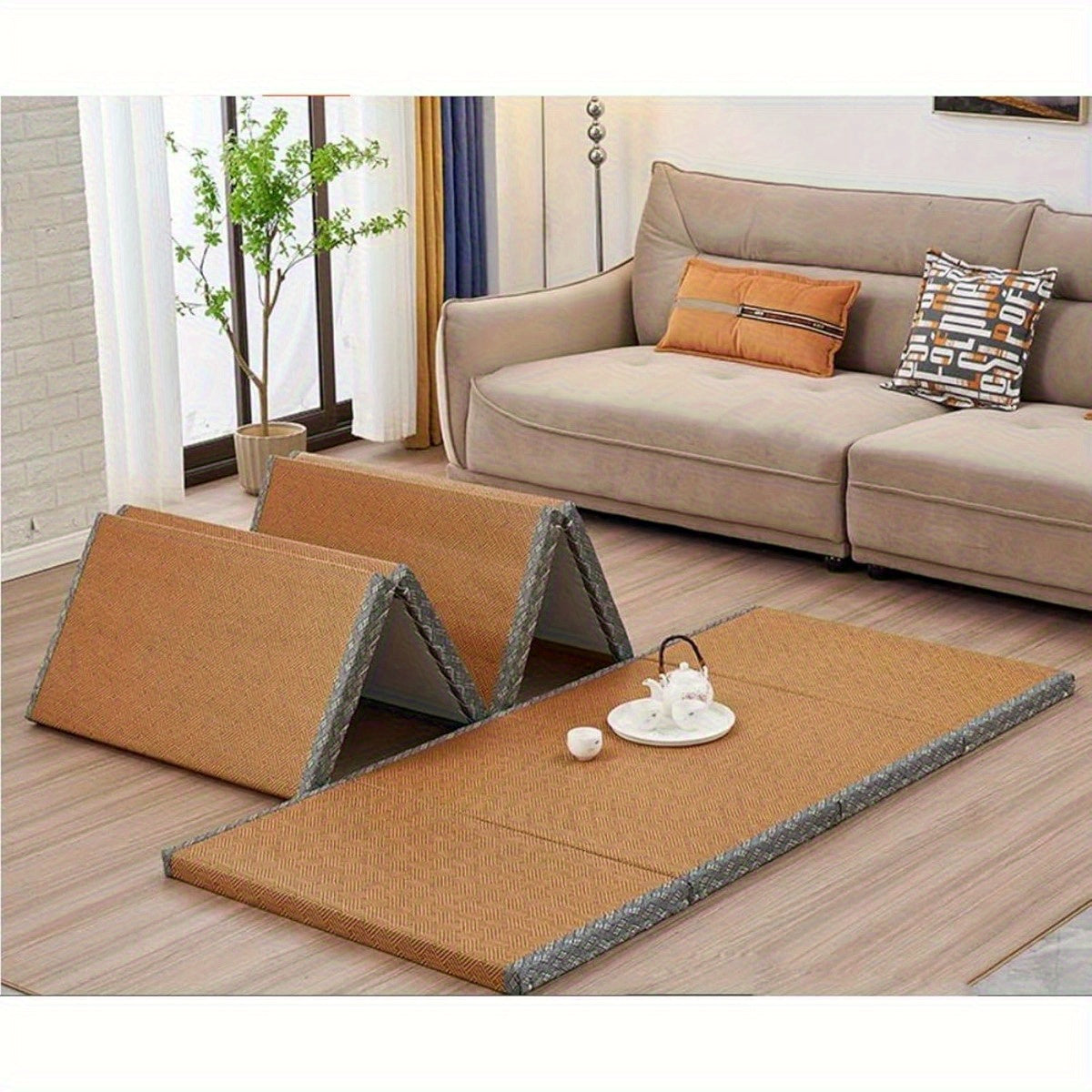 Tatami Mat – Vouwmat – Meditatie Mat – Yogamat – Futon Ondergrond – 200x120x3,5 cm – Natuurlijke Grasvezels – Rugondersteunend & Duurzaam