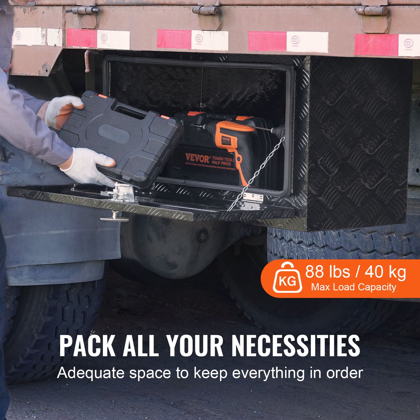 Aluminium Opbergbox – Gereedschapskist – Onderbodem Kist – Truck Toolbox – Trailer Opbergbak – Waterdicht Rubberen Afdichting – Afsluitbaar Met Sleutels 91,4x35,6x40,6 cm