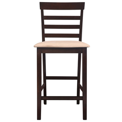 Eettafelset – Eettafel Met Stoelen – Dinerset – Keukenmeubel – Tafel Met Stoelen – Compact Formaat – Rubberhout & Beklede Zitting – Warme Bruintinten
