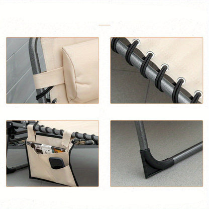 Opvouwbare Tuinstoel – Klapstoel – Loungestoel – Buitenkamerstoel – Balkonstoel – Verstelbare Rugleuning – Metalen Frame