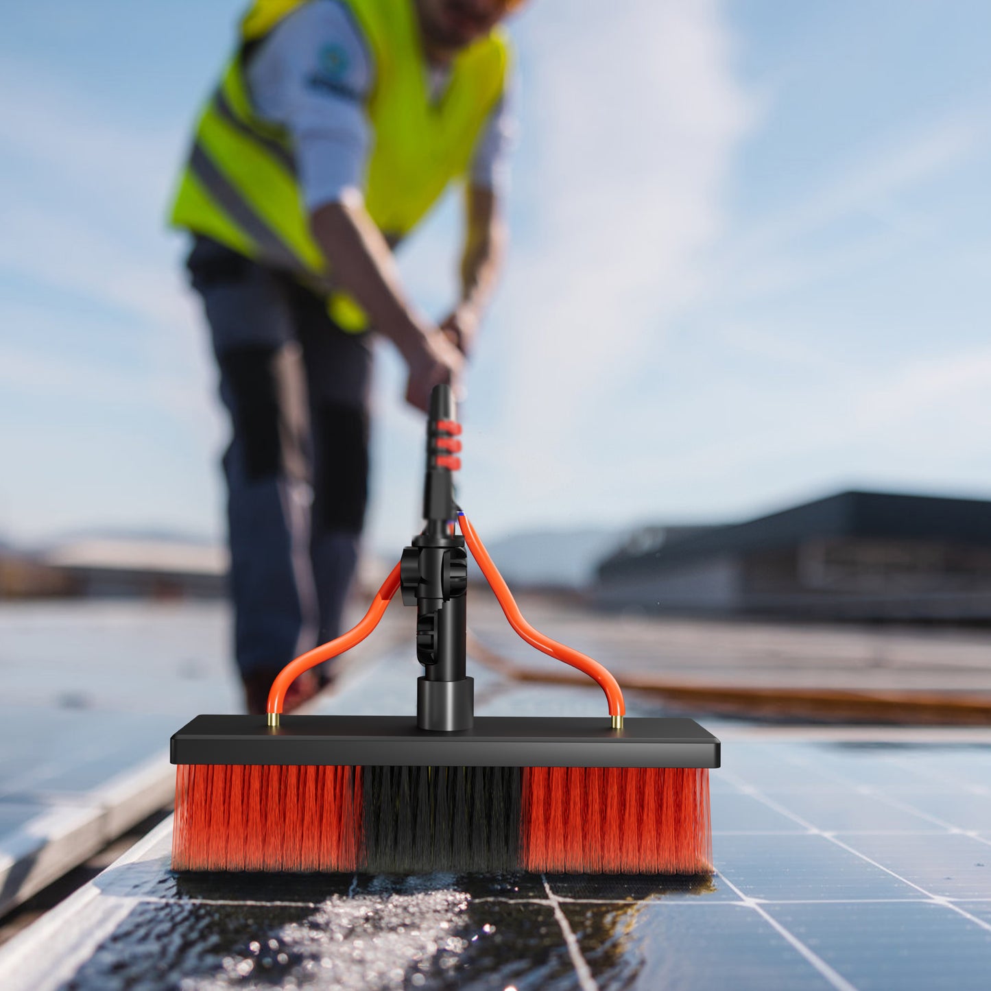 Telescopische Wasborstel – Telescoopborstel – Uitschuifbare Borstel – Ramenwasser – Zonnepanelen Reiniger – 6,3 Meter Lengte – Aluminium Steel Met Waterdoorvoer