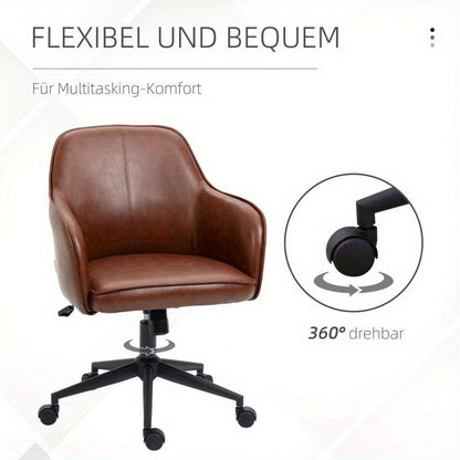 Verstelbare Bureaustoel – Bureaustoel Kantoorstoel – Werkstoel – Bureau Kruk – Ergonomisch – Verstelbare Zithoogte 93-101 cm – Draagvermogen 120 kg – Donkerbruin Kunststof Frame – Aluminium Onderstel – 4 Wieltjes Roterend
