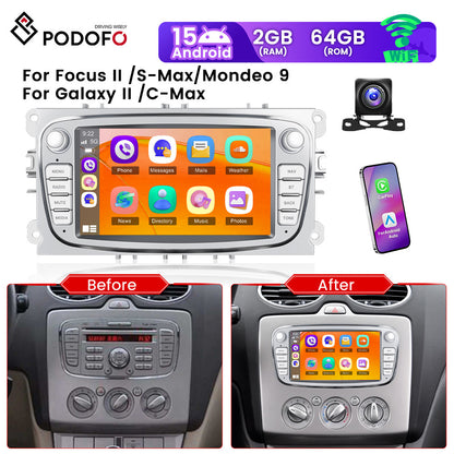 Android 15 Autoradio – Multimedia Radio – Car Stereo – Navigatiesysteem – Touchscreen Radio – 7-inch HD Scherm – Inclusief AHD Achteruitrijcamera – Wireless CarPlay & Android Auto