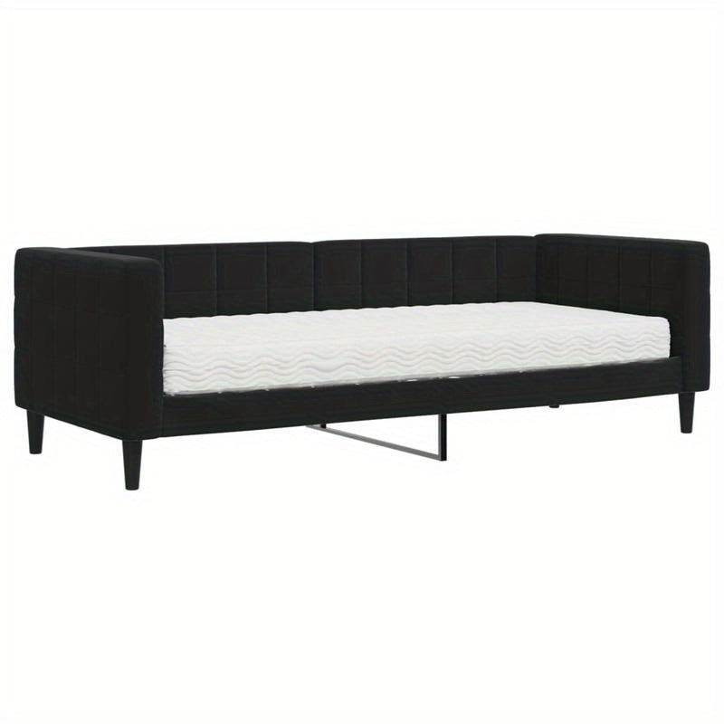 Slaapbank – Bedbank – Sleeperbank – Bedbankje – Sofa Bed – Velvet Zwart – Matras 80x200 cm – Afneembare Bekleding