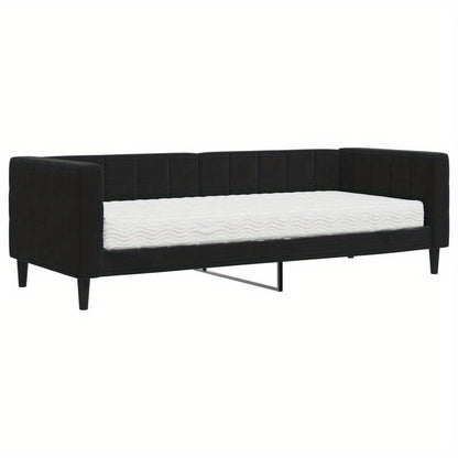 Slaapbank – Bedbank – Sleeperbank – Bedbankje – Sofa Bed – Velvet Zwart – Matras 80x200 cm – Afneembare Bekleding