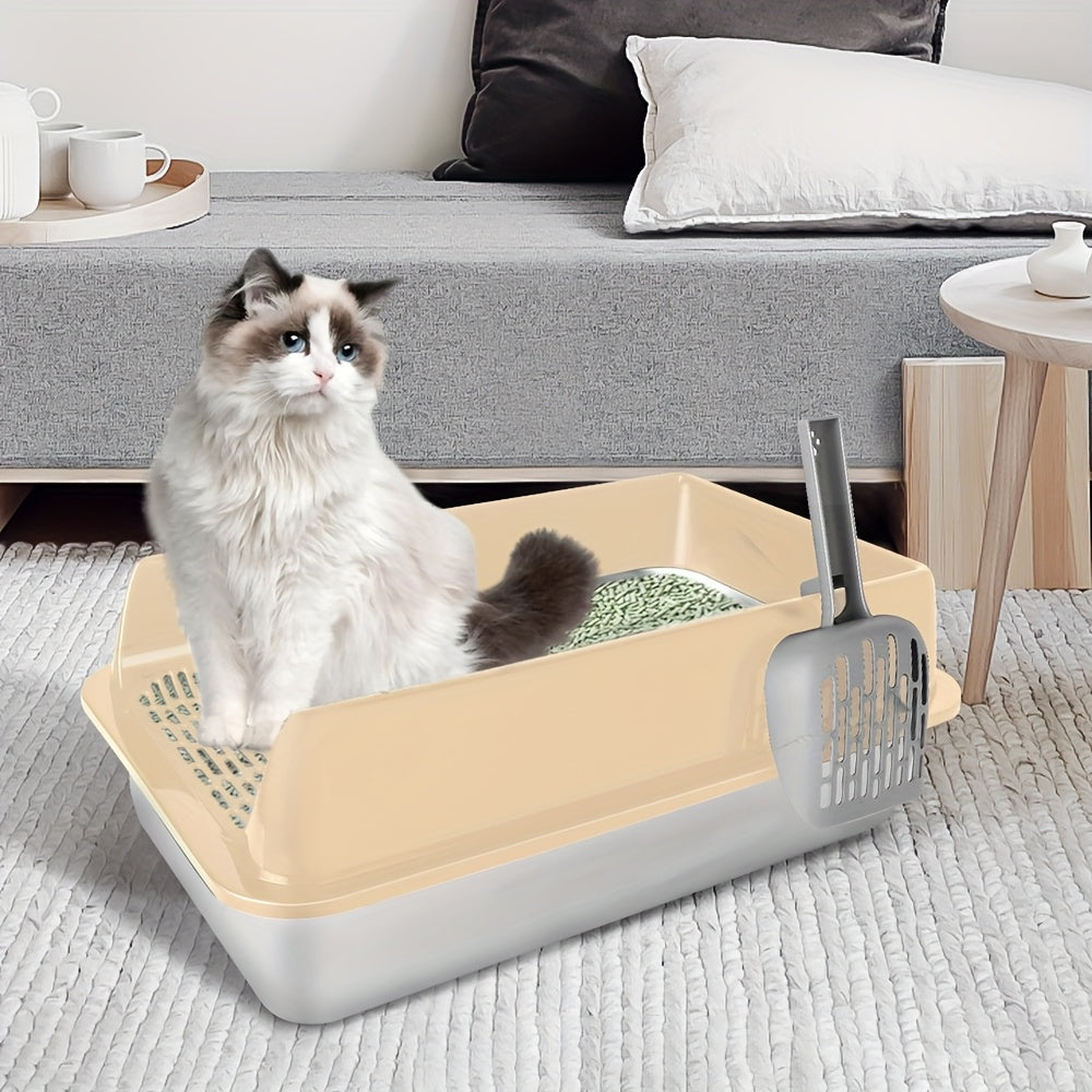 Kattenbak – Kattenbakje – Dierenbak – Konijnenbak – Metalen Bak – Roestvrij Staal – XXL Formaat 60x40x30 cm – Eenvoudig Schoon Te Maken – Hoge Zijkanten Tegen Strooisel
