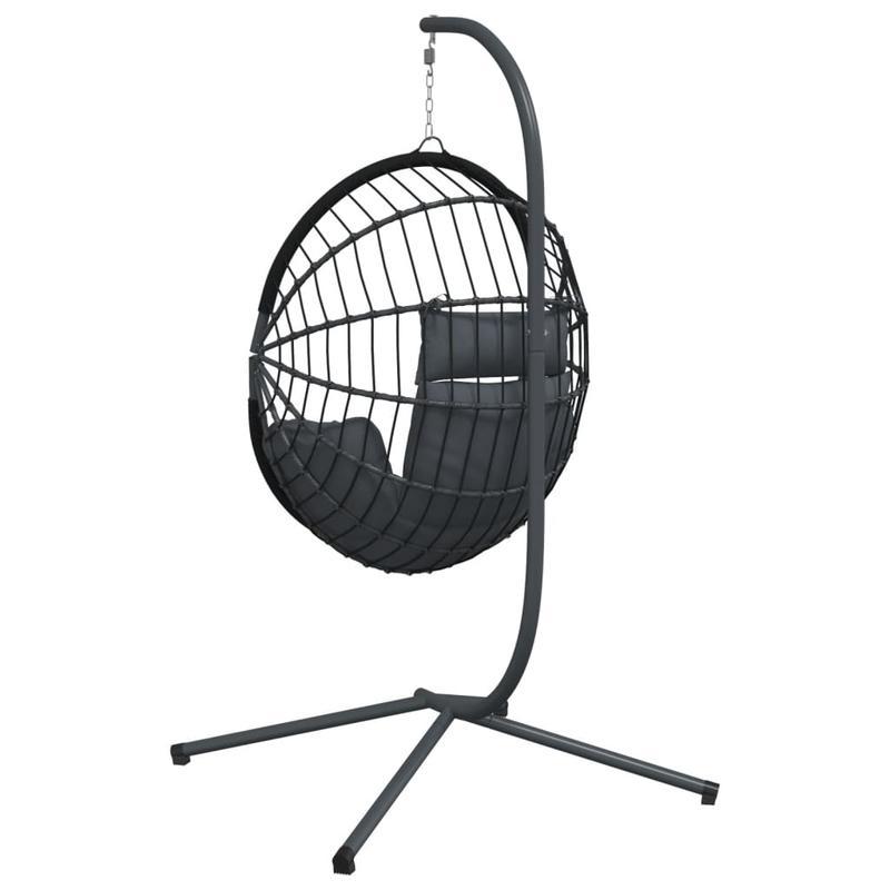 Schommelstoel – Hangstoel – Egg Chair – Relaxstoel – Tuinstoel – Antraciet – Ergonomisch Design – Weerbestendig Polyrattan Met Stalen Frame