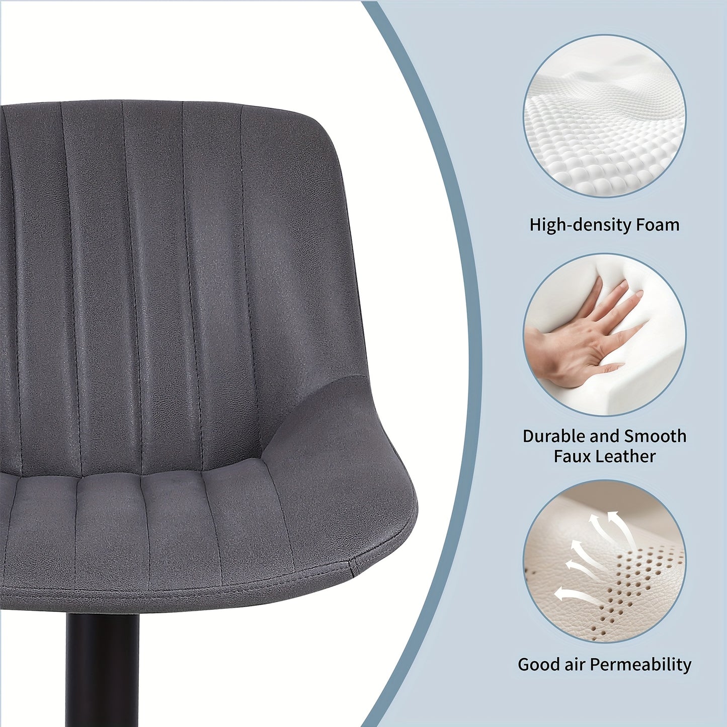 Barstoelen – Barkrukken – Keukenstoelen – Ontbijtstoelen – Draaibare Barstoelen Set 2 Stuks – Verstelbare Zithoogte – PU Leren Bekleding