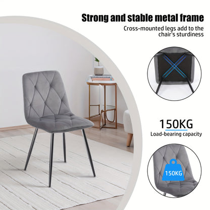 Eetkamerstoel – Stoel – Kuipstoel – Keukenstoel – Woonkamerstoel – Set Van 4 – Velvet Bekleding – Zwart Metalen Onderstel