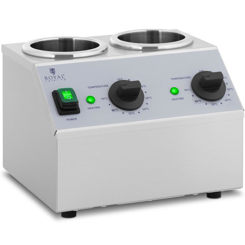 Flessenwarmer – Sauzenwarmer – Dubbele Flessenverwarmer – Warmhoudapparaat – Flessenverwarmer Keuken – 2x1 Liter – RVS Behuizing – Instelbare Temperatuur 40-90°C