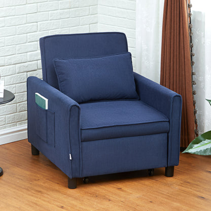 Ligstoel – Slaapstoel – Relaxfauteuil – Ligbed – Opvouwbare Tuinstoel – 3-in-1 Met Verstelbare Rugleuning – Stevig Eucalyptus Hout Met Wieltjes – Blauw