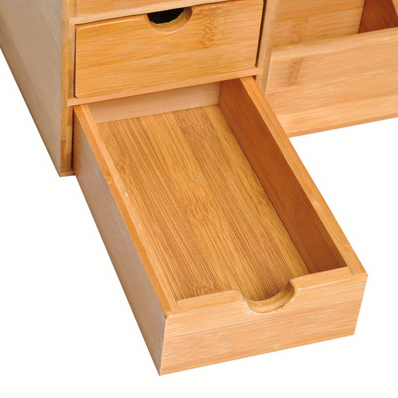 Bureaula Organizer – Bureau Organizer – Pennenhouder – Opbergdoos – Lade Organizer – Natuurlijk Bamboe – 33 x 20,5 x 15,5 cm – 2 Lades