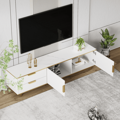 TV-kast – Tv-meubel – Mediameubel – Dressoir – Audiomeubel – Wit-Gouden Design – Krasbestendig Spaanplaat – 175 cm Breedte