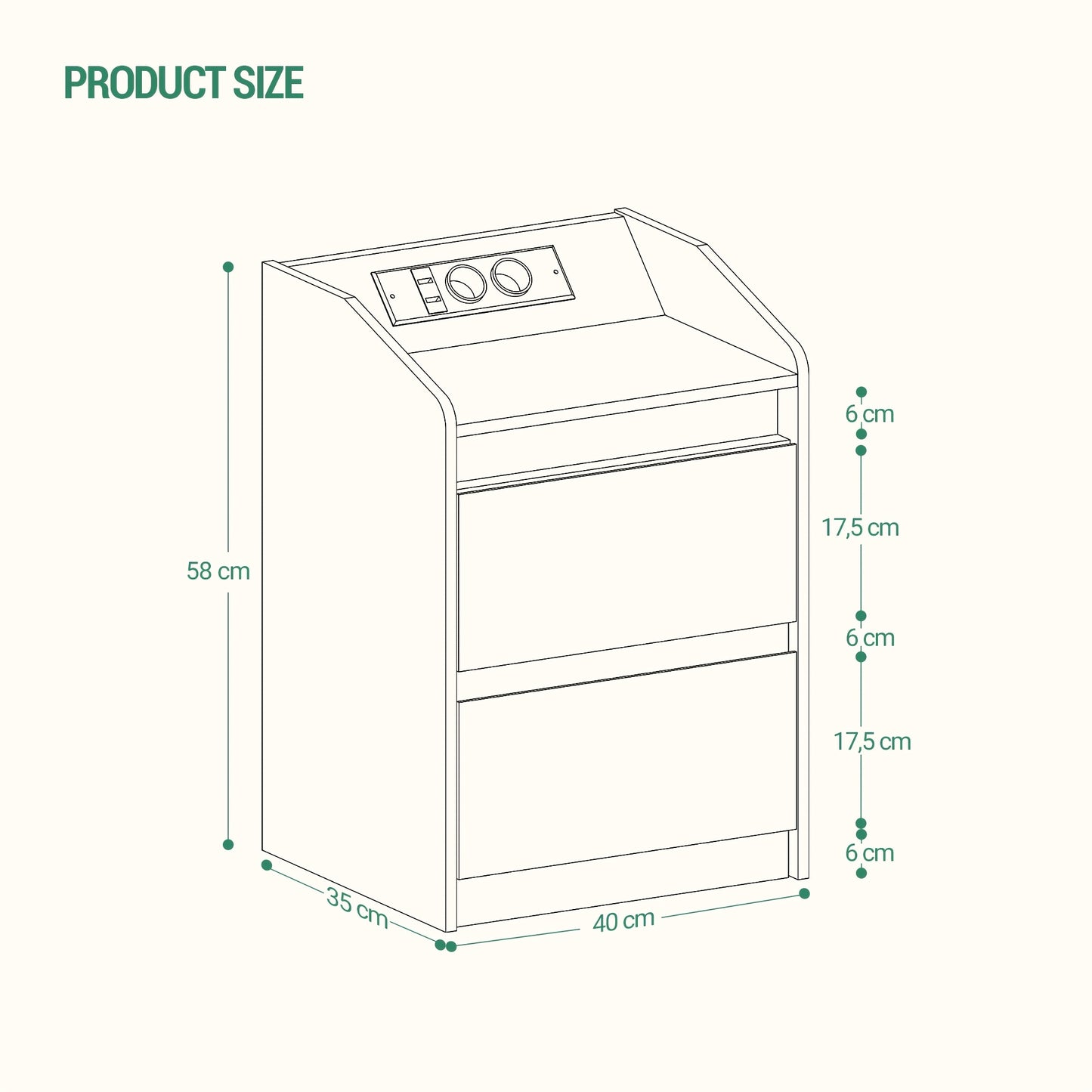 Nachtkastje – Nachtkastjes – Bijzettafel – Ladekast – Opbergkastje – Set van 2 – Ingebouwd Stopcontact & USB – Modern Design met 2 Lades – Zwart