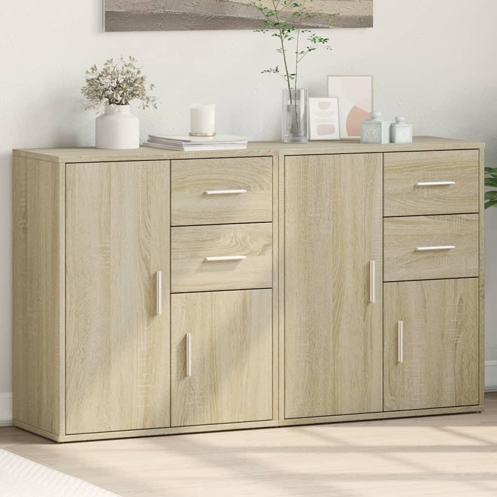 Sideboard – Kast – Opbergkast – Dressoir – Bergkast – Sonoma Eik – Set Van 2 – 60x31x70 cm – Geassembleerd Hout