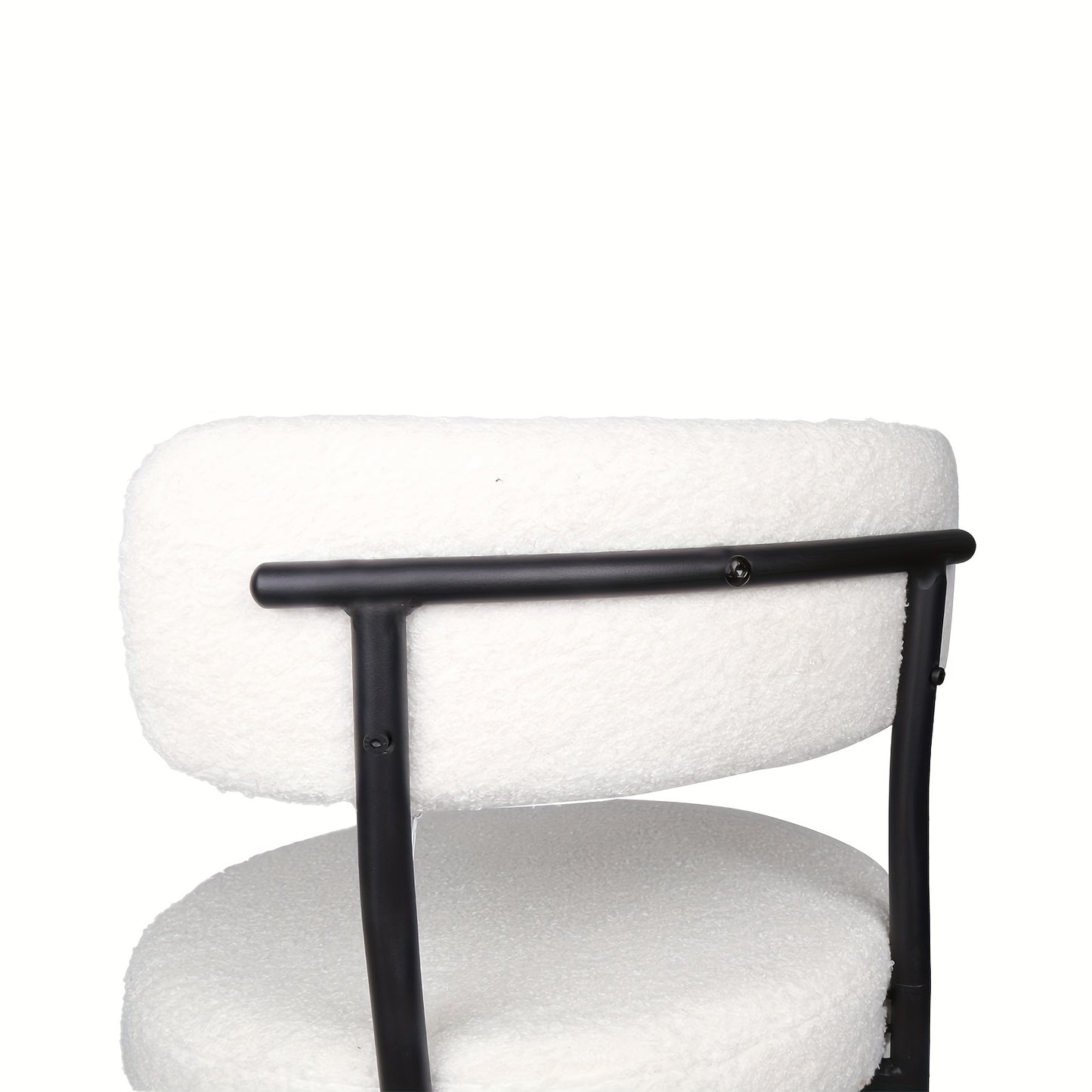 Boucle Fabric Dining Chairs Set Of 4, Round Upholstered Dining Room Chairs with Black Metal Legs, Open Back Design, Modern Kitchen Dining Room Chairs for Kitchen, Living Room (4pcs, White), Kitchen Seating, Minimalist Furnitu