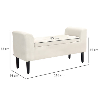 Opbergbank – Zetelbank – Slaapkamerbank – Woonkamerbank – Halbank – Beige Gestoffeerd – 130 Kg Draagkracht – 116 x 44 x 58 cm