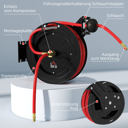 Tuinslanghaspel – Wandslangenbox – Slanghouder – Slanghaspel Automatisch – Tuinslang Op Rol – Metalen Behuizing – 20 Bar Werkdruk – 15+1 Meter Slang