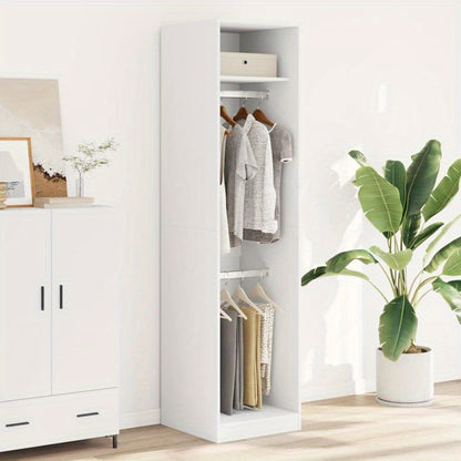 Classic White Wooden Wardrobe - 50x50x200cm, Freestanding Storage Organizer with Ample Hanging Space for Clothes and Accessories, Ideal for Bedroom or Dorm Room, Clothing Organization|Modern Aesthetic|Wooden Construction, Clo