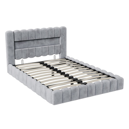 Bedframe – Gestoffeerd Bed – Tweepersoonsbed – Bedbodem – Opbergruimte – 180x200 cm – Velvet Bekleding – Hydraulisch Liftmechanisme
