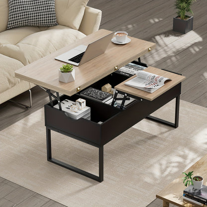Salontafel – Koffietafel – Bijzettafel – Woonkamertafel – Eettafel – Verstelbaar Lift-Top – Ruime Opbergruimte – Compact 100x50/100x100 cm – MDF Houtbruin