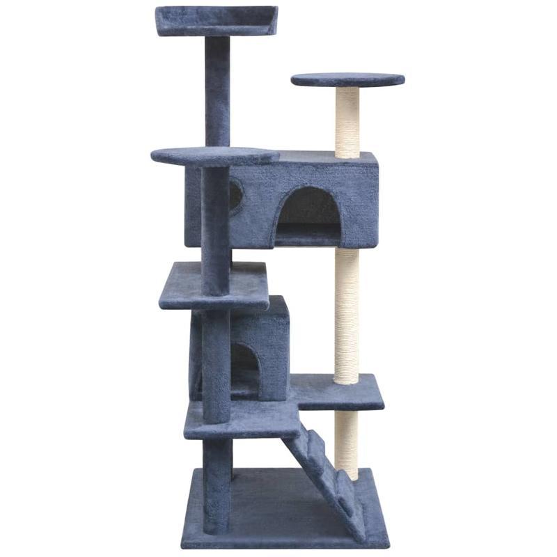Klim- en Krabpaal Kat – Krabmeubel – Kattenpaal – Krabton – Klimpaal – Donkerblauw – 125 cm Hoog – Stevig Multiplex en Natuurlijk Sisal
