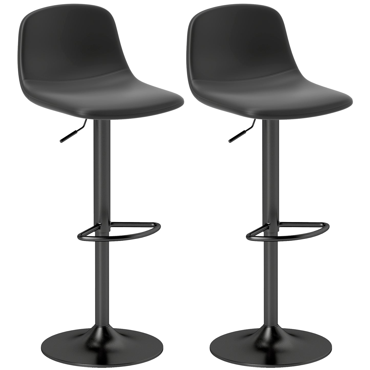 Barstoelen – Barkrukken – Barstoelen Set – Barkrukken Zwart – Barkrukken Met Rugleuning – Draaibaar – Kunstleren Bekleding – Stevig Metalen Frame