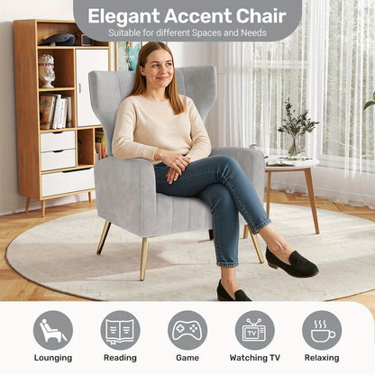 Fauteuil – Relaxstoel – Loungestoel – Leunstoel – Zetel – Velvet Bekleding – Memory Foam Kussen – Gouden Metalen Poten – Stevig Metalen Frame – Vloerbescherming