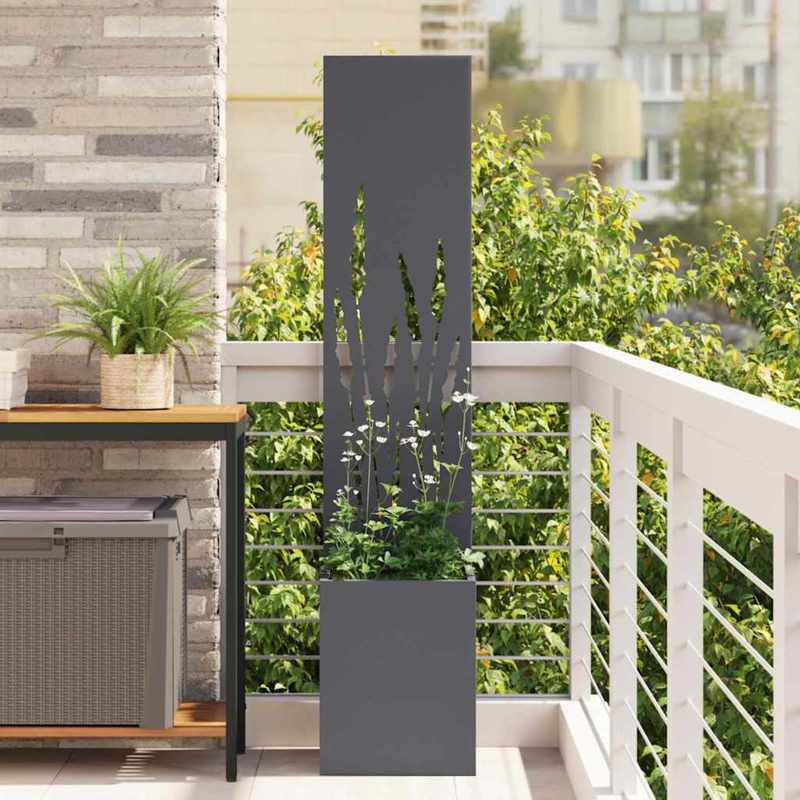 Bloembak – Plantenbak – Bloempot – Tuinbak – Balkonbak – Anthracite – 32x140 cm – Koudgewalst Staal – Weerbestendig