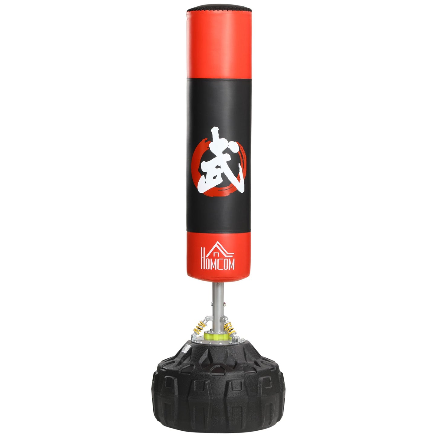 Bokszak – Boksbal – Bokspaal – Boksdummy – Trainingspartner – Vrijstaand Met Zuignappen – Duurzaam PU – 180 cm Hoog – Zwart/Rood