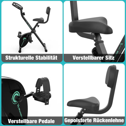 Hometrainer – Fitnessfiets – Opvouwbare Fiets – Indoorfiets – Trainingsfiets – 8 Weerstandsniveaus – Inklapbaar X-Frame tot 120 kg