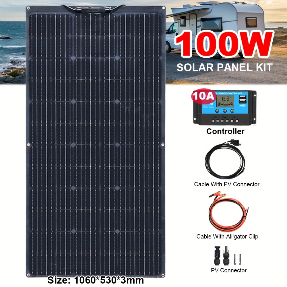 Zonnepaneel – Zonnepanelen Set – Solar Panel Kit – Flexibel Zonnepaneel – 220W 12V – Monokristallijn – Lichtgewicht – Flexibel Ontwerp