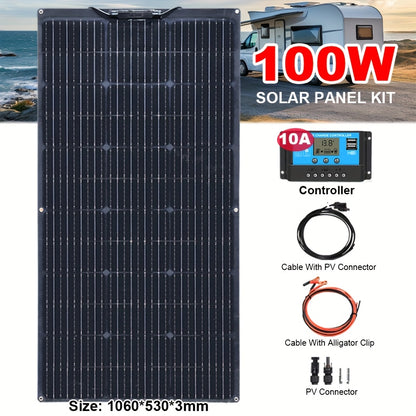 Zonnepaneel – Zonnepanelen Set – Solar Panel Kit – Flexibel Zonnepaneel – 220W 12V – Monokristallijn – Lichtgewicht – Flexibel Ontwerp