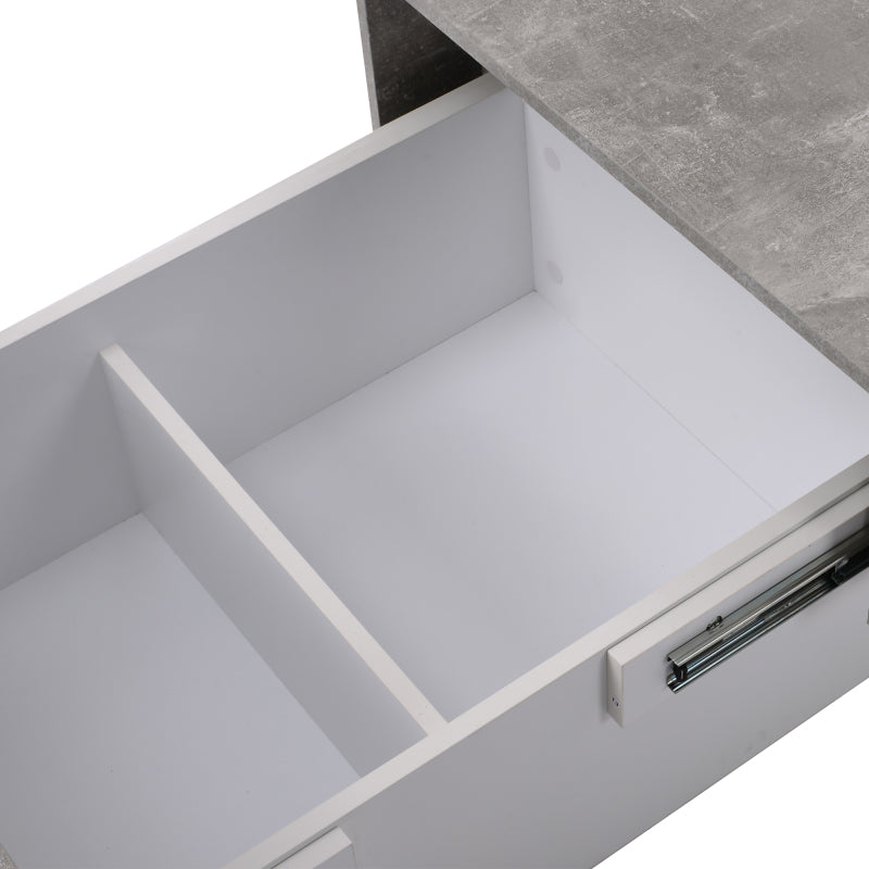 Retro Extendable Coffee Table Suitable for Living Room with Retractable Table & Storage Drawers/Cabinets - Self-Assembling Modern Center Table, Space-Saving Design, Height Compatible for Sofa, Durable Study (No Wood)