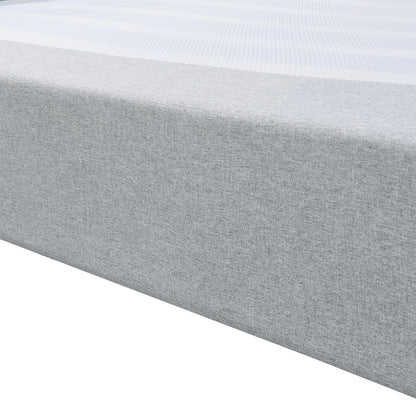 Tweepersoonsbed – Bedframe – Opbergbed – Gestoffeerd Bed – Platformbed – Lichtgrijs – Multiplex Frame Met Metalen Poten – Lattenbodem Inclusief